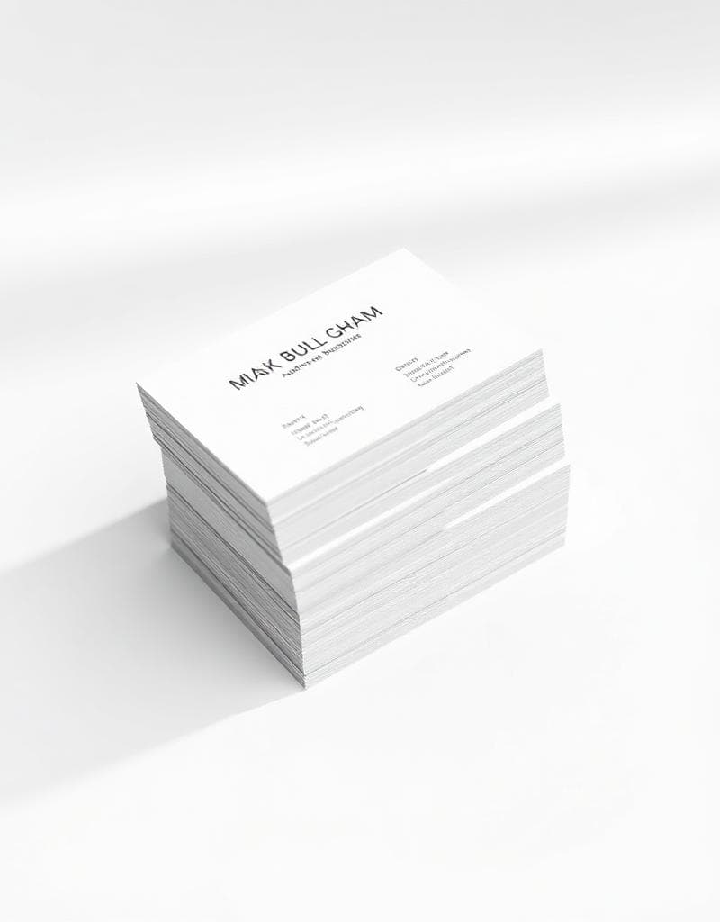 Stack of business cards with a bold graffiti-style logo printed on the front.